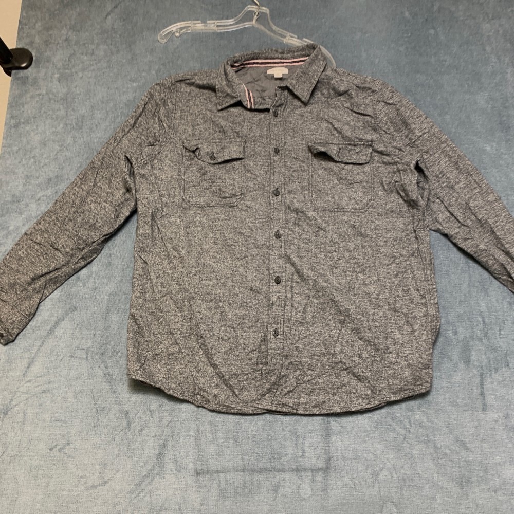 Sun + Stone Shirt Mens 2XL Heather Gray Linen Blend Chest Pockets Button Up